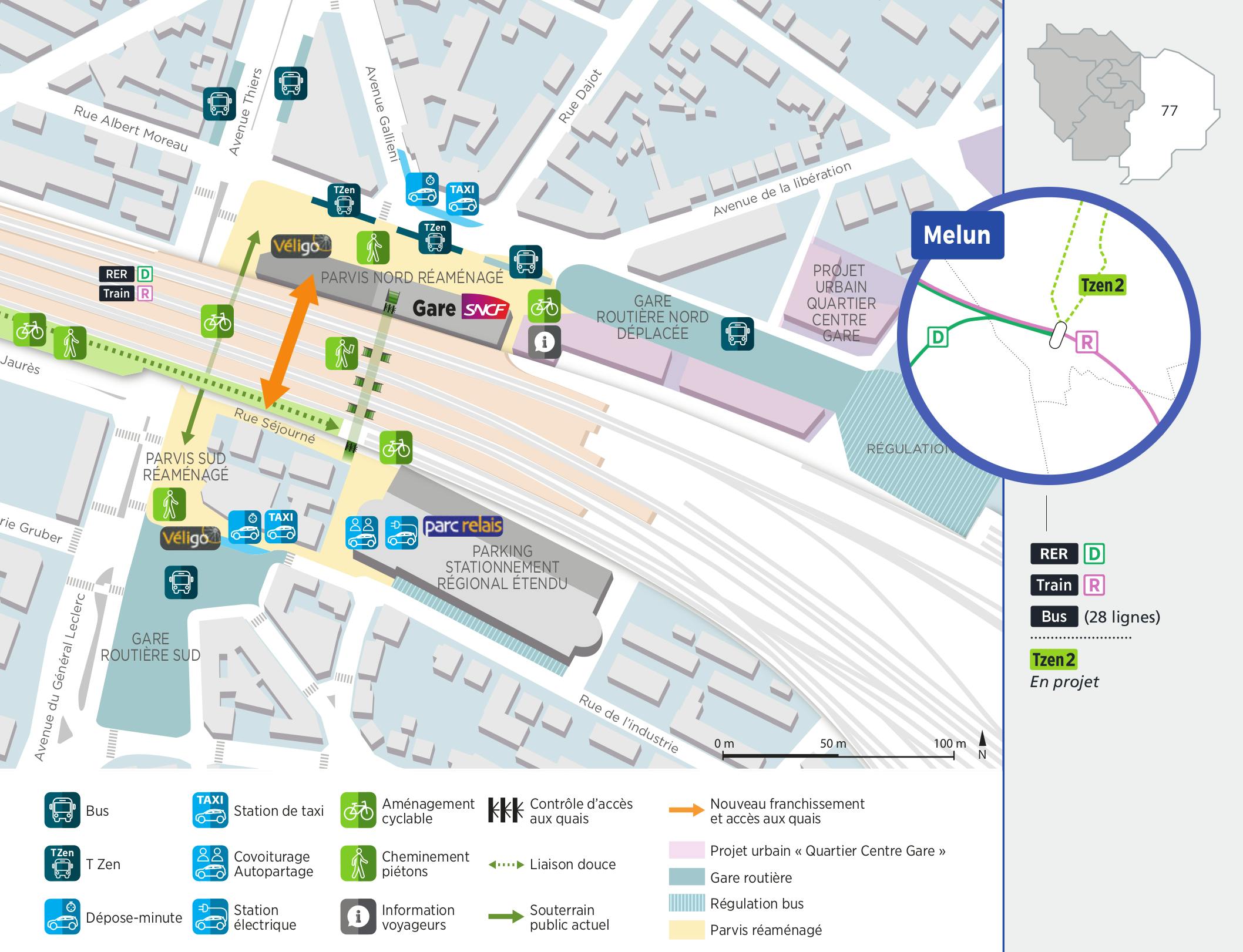Plan du projet Pôle - Gare Réaménagement Pôle de Melun