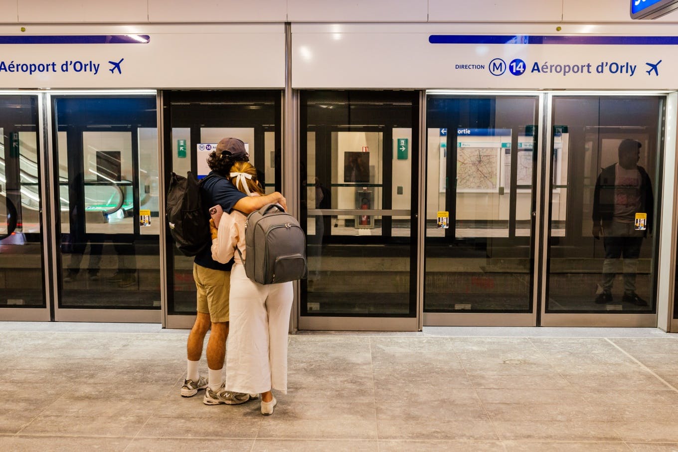 On the platform of metro line 14 towards Orly Airport