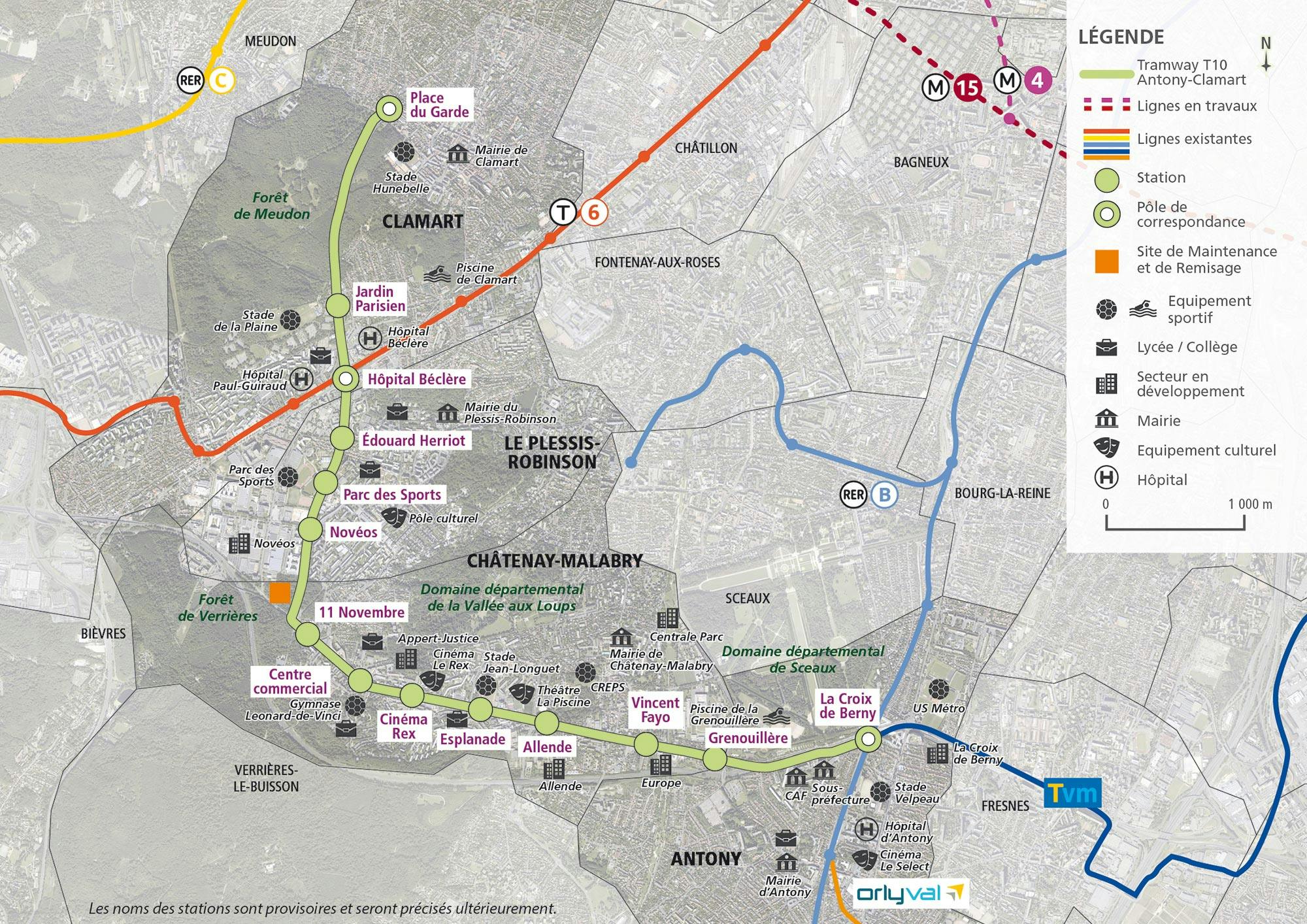 Tracé des travaux préparatoires de 2017