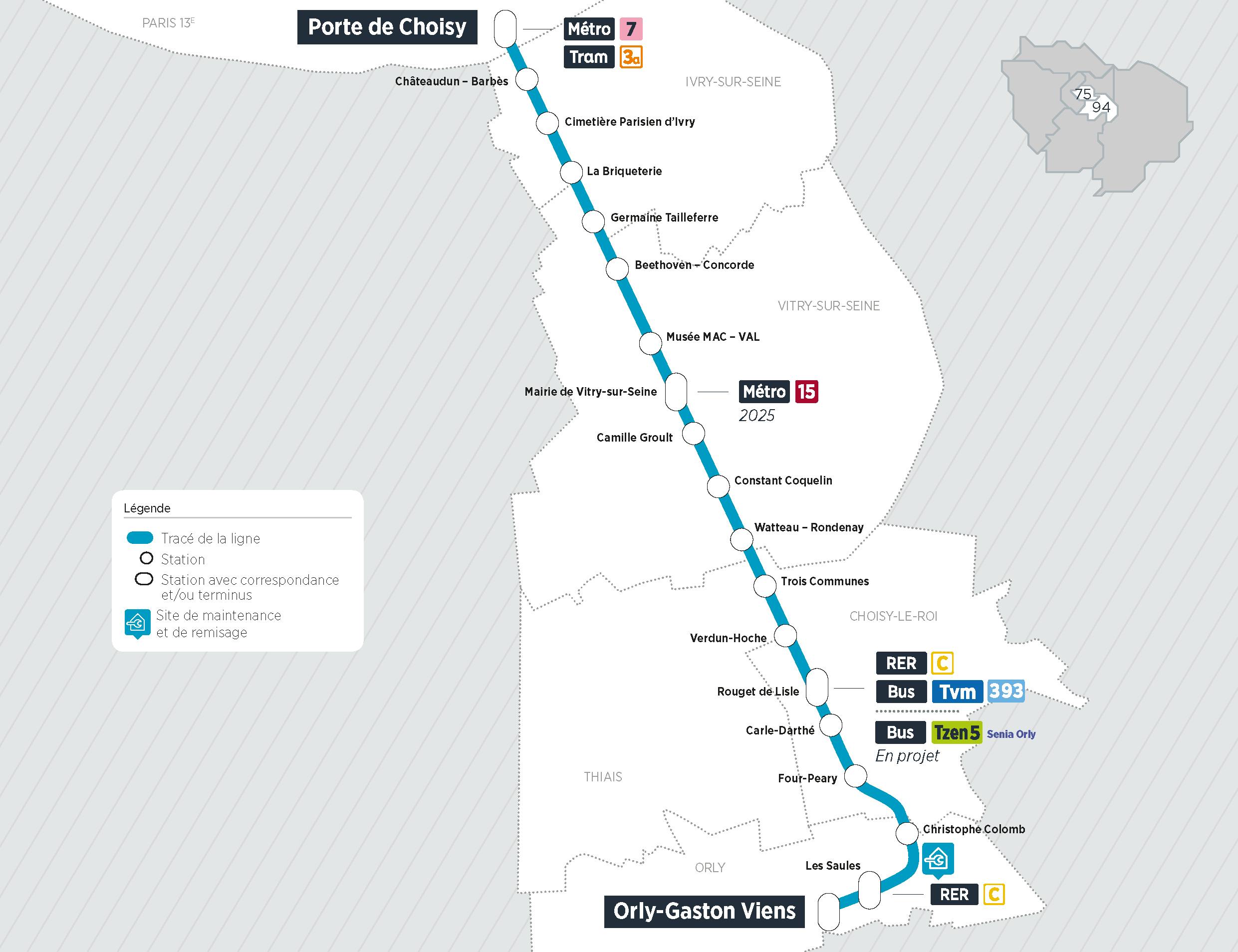 Plan du projet Tram ligne 9 Nouvelle ligne Paris > Orly-ville