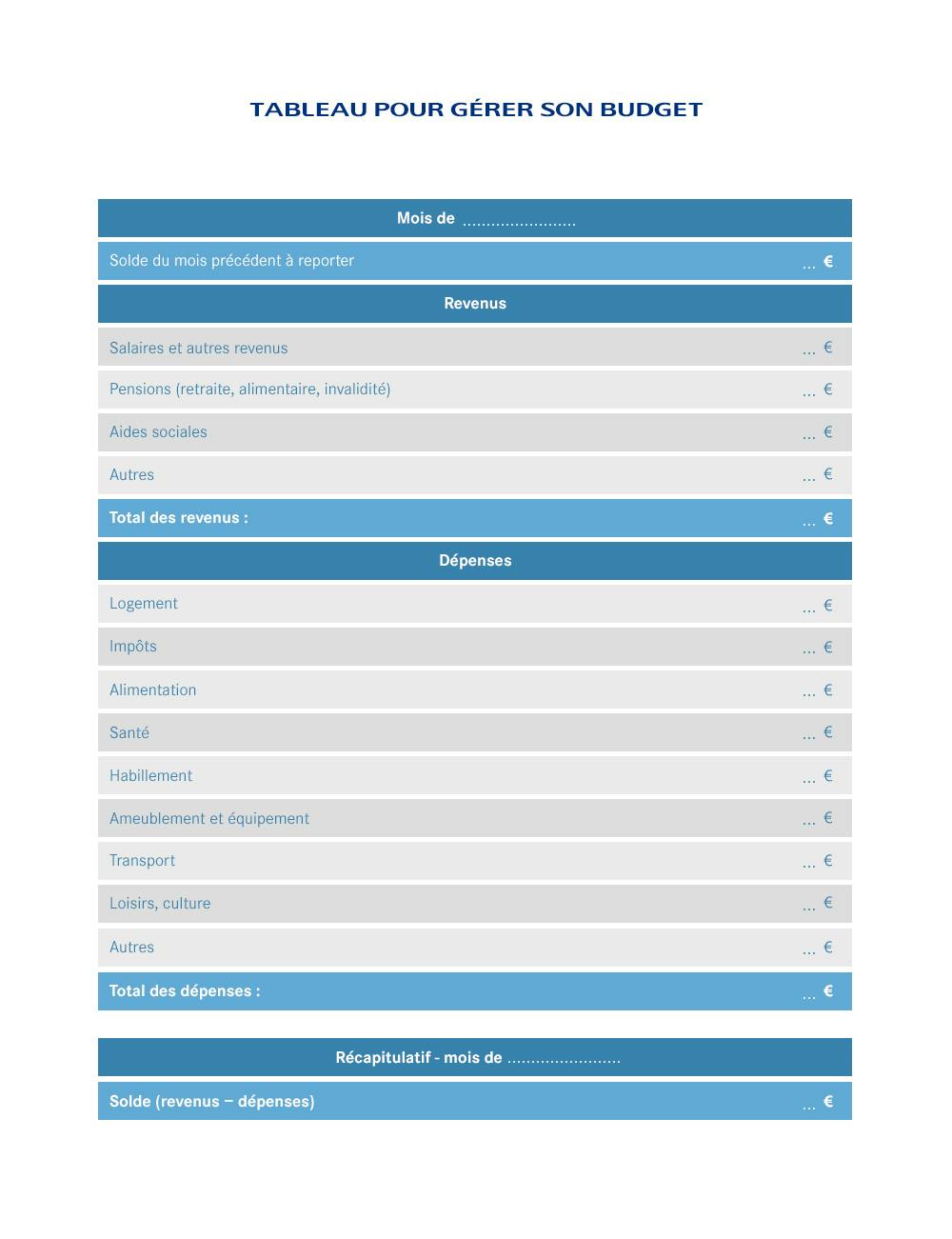 tableau de suivi budgétaire