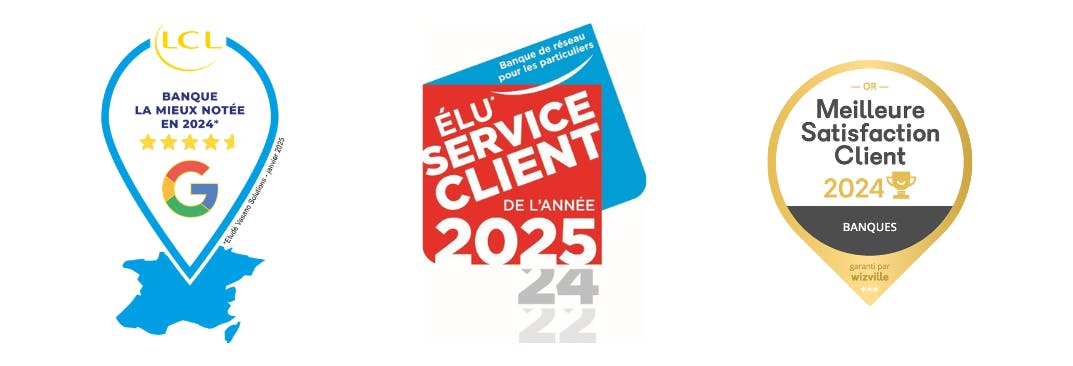 Logo ESCDA Elu Service Client de l'Année 2025 Banque de réseau pour les particuliers WIZVILL ET GOOGLE