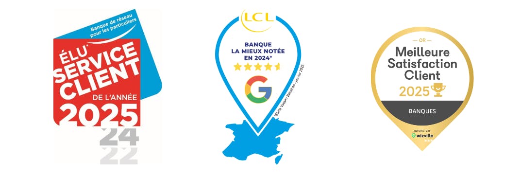 Logo ESCDA Elu Service Client de l'Année 2025 Banque de réseau pour les particuliers WIZVILL ET GOOGLE