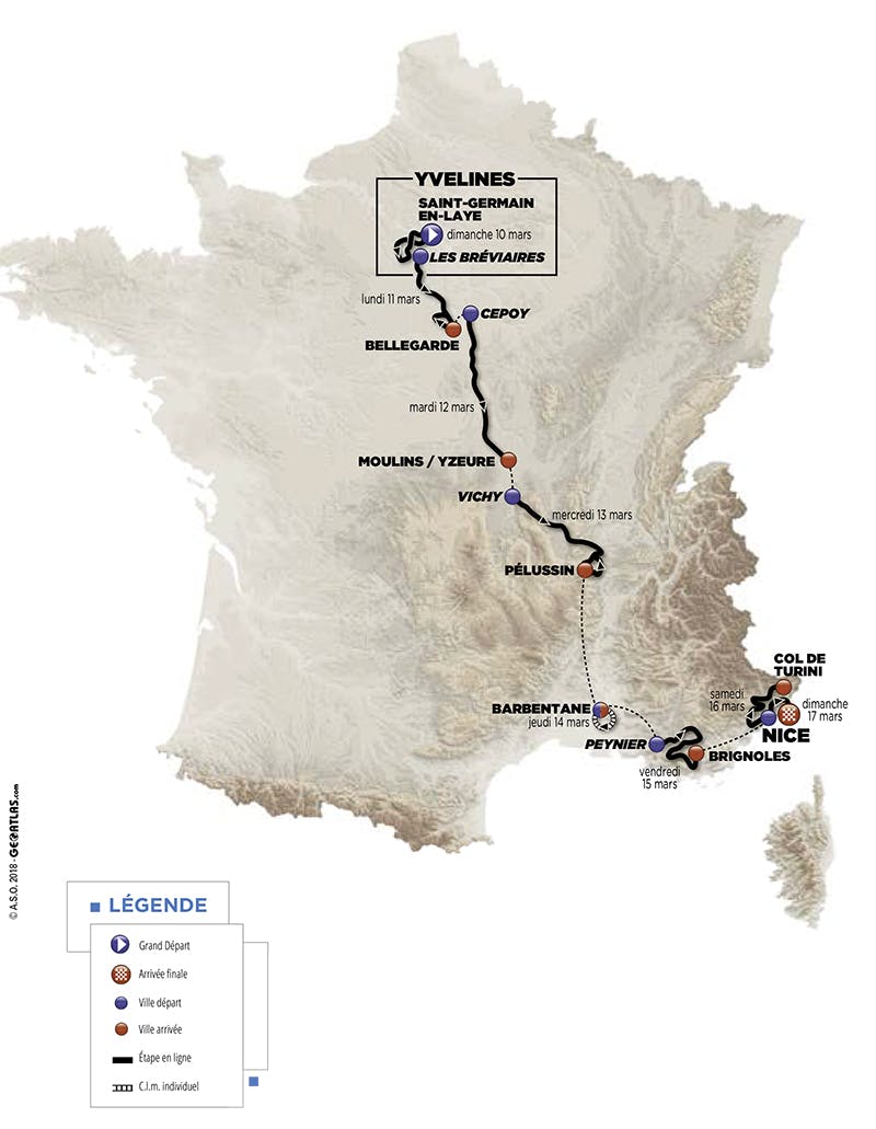 Parcours du Paris-Nice 2019