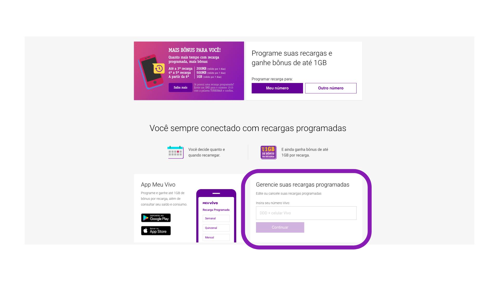 recarga programada vivo