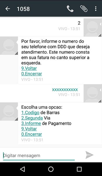 Vivo 2ª Via Código de Barras Vivo Fixo por SMS