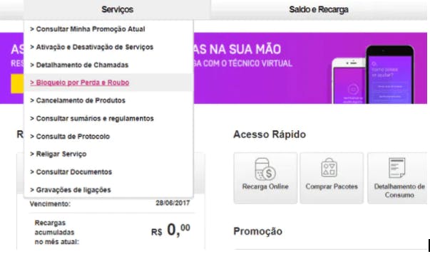 Passo a passo bloquear chip da oi
