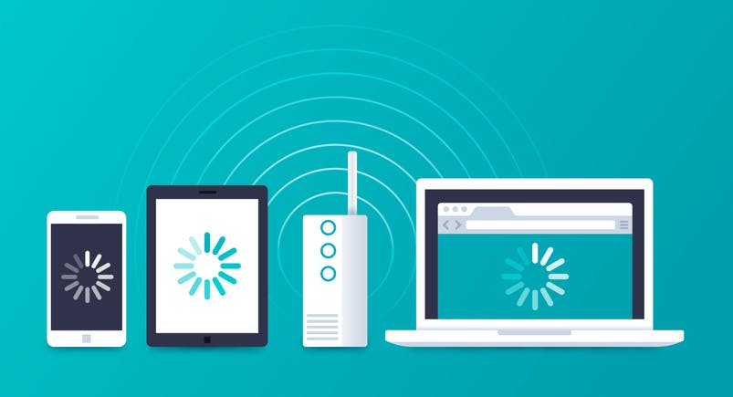 Internet banda larga conectando dispositivos