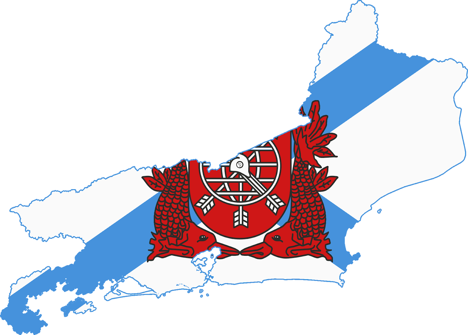 Mapa e bandeira do Rio de Janeiro