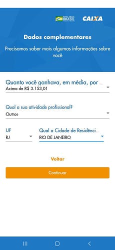 Informe a renda, ramo de atividade, estado e cidade