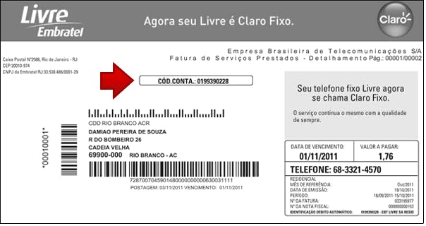 foto código de conta claro