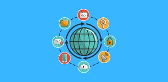 Ilustração representando possíveis conexões de internet