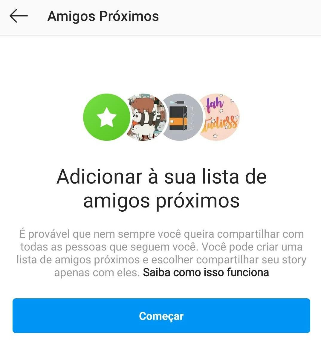 Função de amigos próximos no Instagram