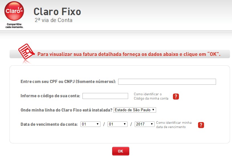 prints fatura detalhada claro fixo