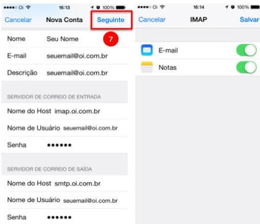 passo a passo configurar oi mail