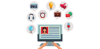 Ilustração usando internet