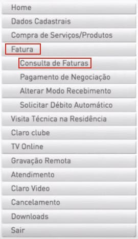 minha claro tv fatura