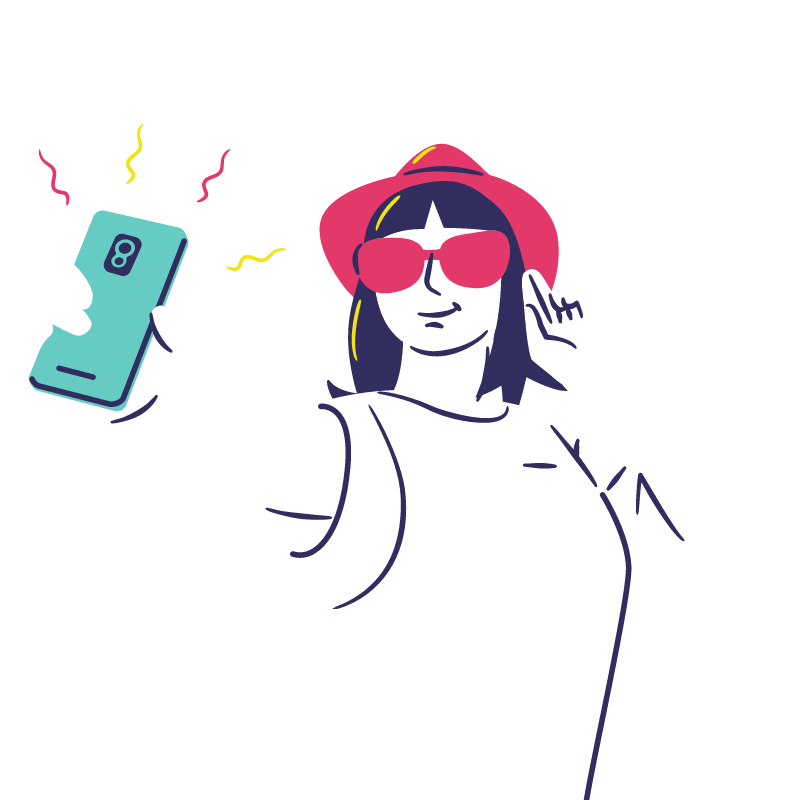 Pessoa tirando self com Nextel Happy