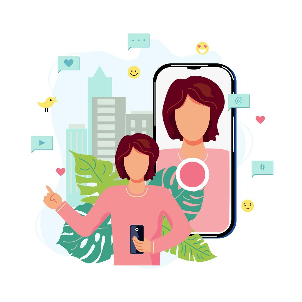 Ilustração - pessoa mexendo no celular