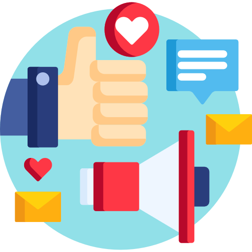 Ilustração de mão com sinal de jóia e ícones de mensagens.