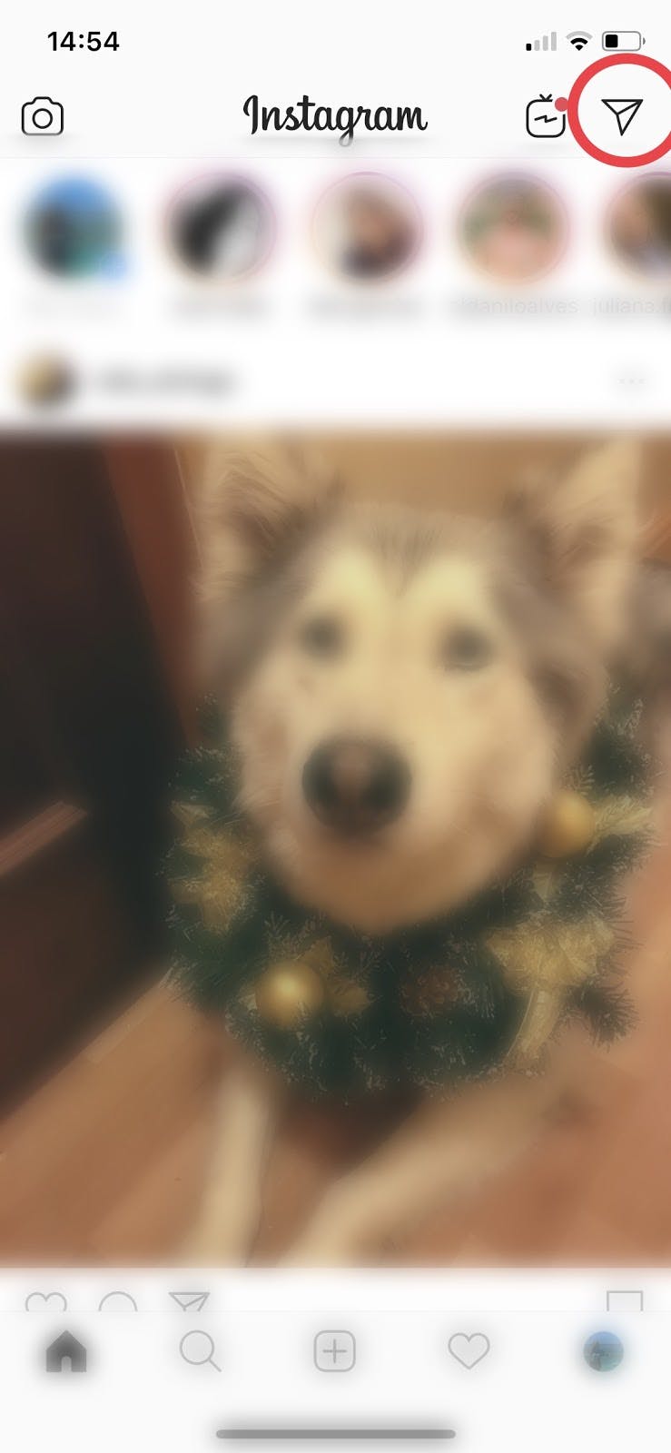 Instagram Direct: clique no ícone ou deslize a tela para esquerda