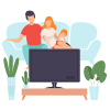 Ilustração de família assistindo TV