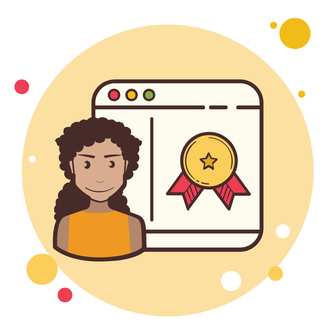 ilustração de especialista com premiação