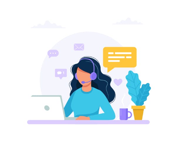 ícone de uma ilustração de uma mulher no computador