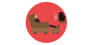 Ilustração de homem assistindo TV