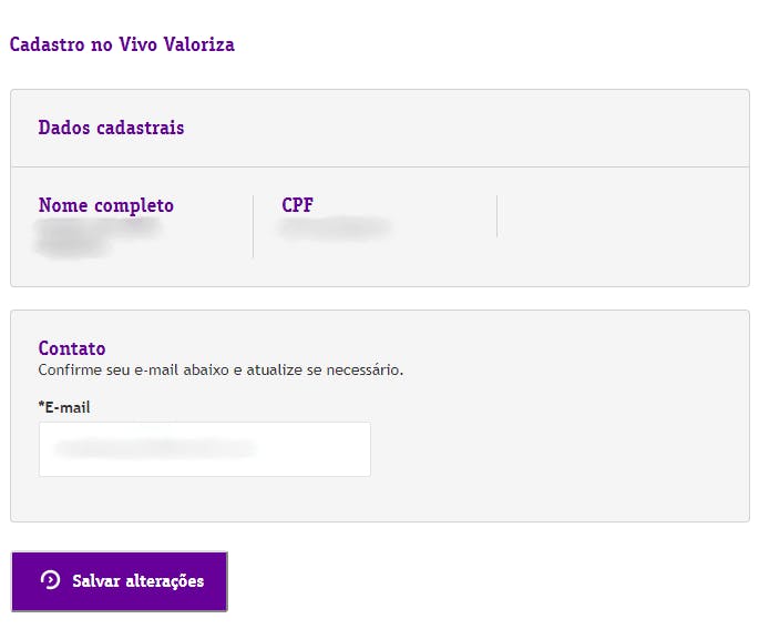 Campos para cadastro