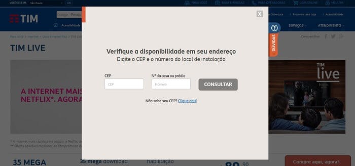 disponibilidade tim internet