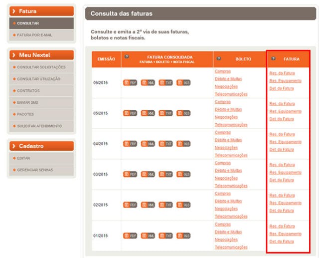 Nextel 2ª Via - nextel fatura