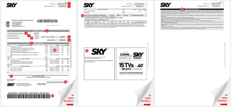 SKY 2ª via - Entenda sua fatura
