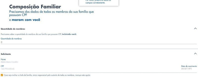 Preencha os dados dos integrantes da sua família