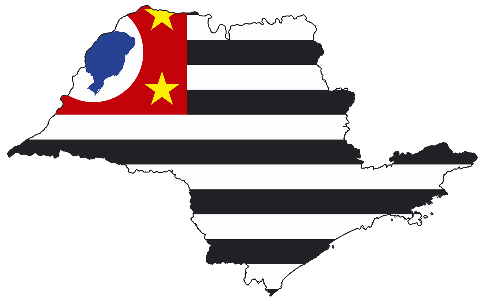 mapa com a bandeira do estado de são paulo