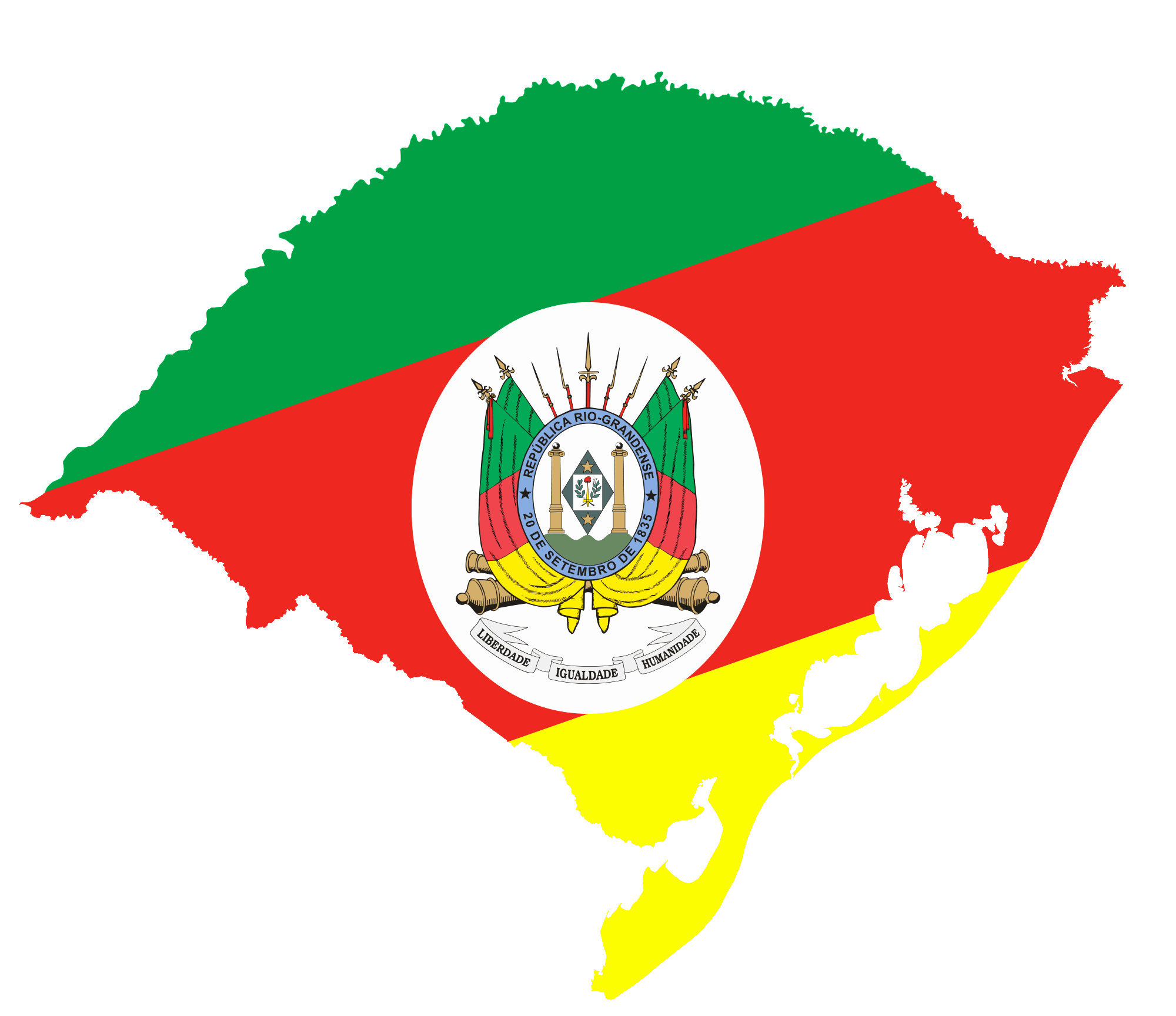 Mapa e bandeira do Rio Grande do Sul