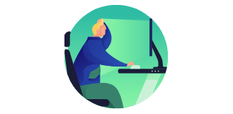 Ilustração de homem usando computador