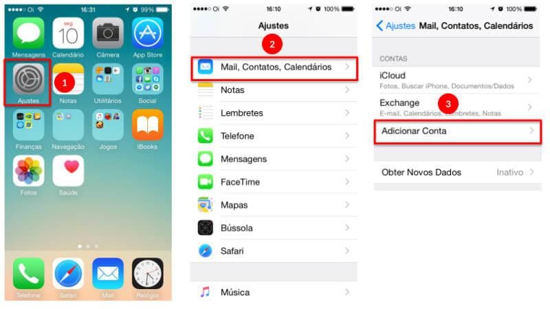 prints de tela iphone configurar oi mail