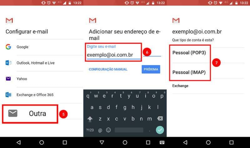 passo a passo configurar conta no gmail