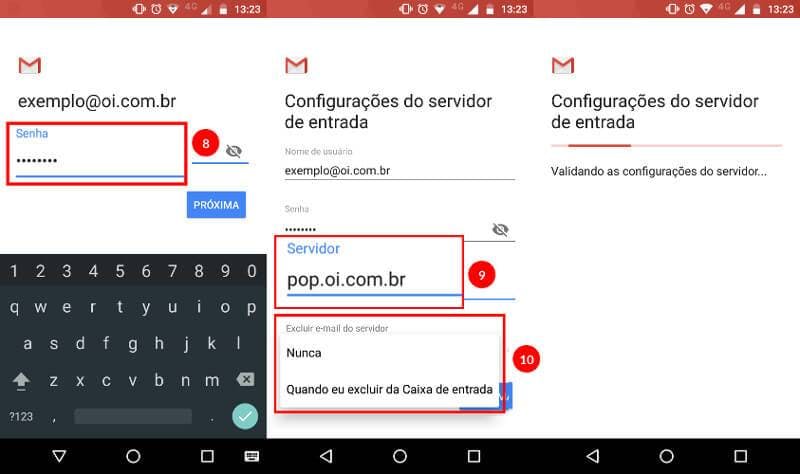 prints configuração servidor gamail