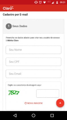 Cadastro minha Claro