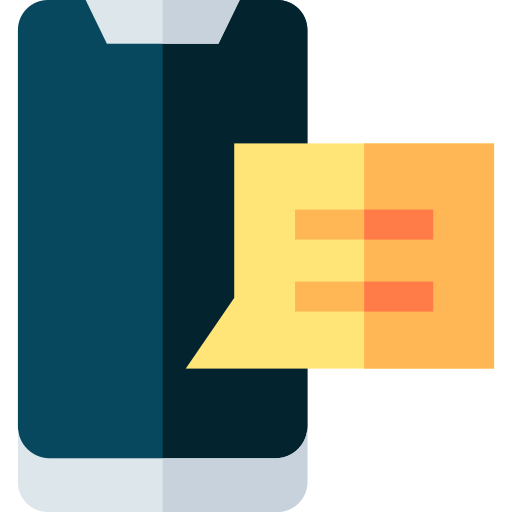 Ilustração de celular com chat em volta