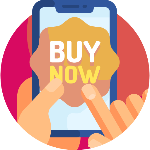 ícone mão fazendo uma compra no celular