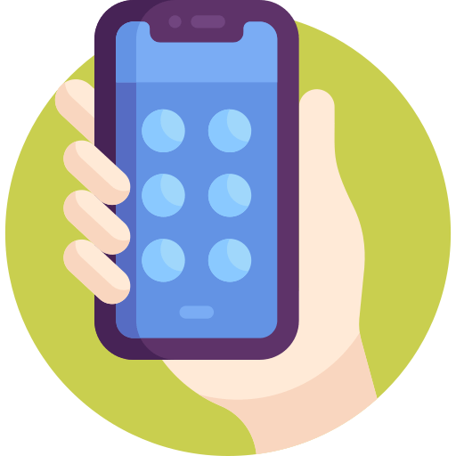 ícone mão segurando celular com teclado numérico aberto