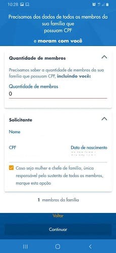 Preencha os dados dos integrantes da sua família