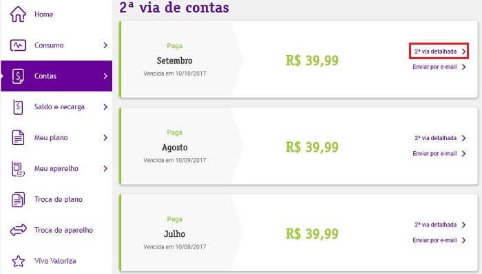 Vivo 2ª Via de Contas Meu Vivo