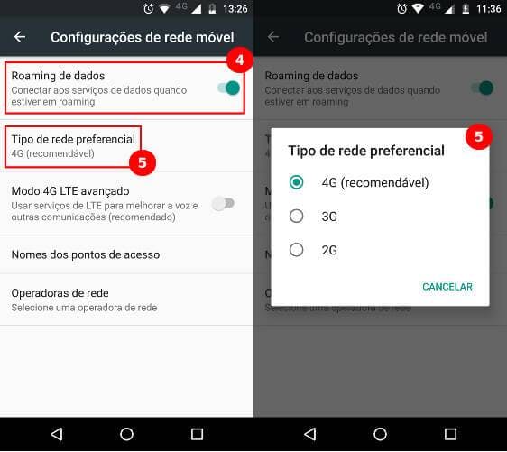 Imagem 2 tela smartphone demonstrando como resolver o erro Não Registrado na rede