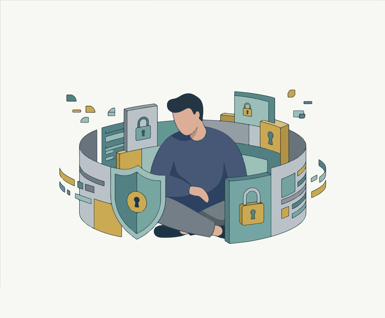 Data protected by encryption and security locks