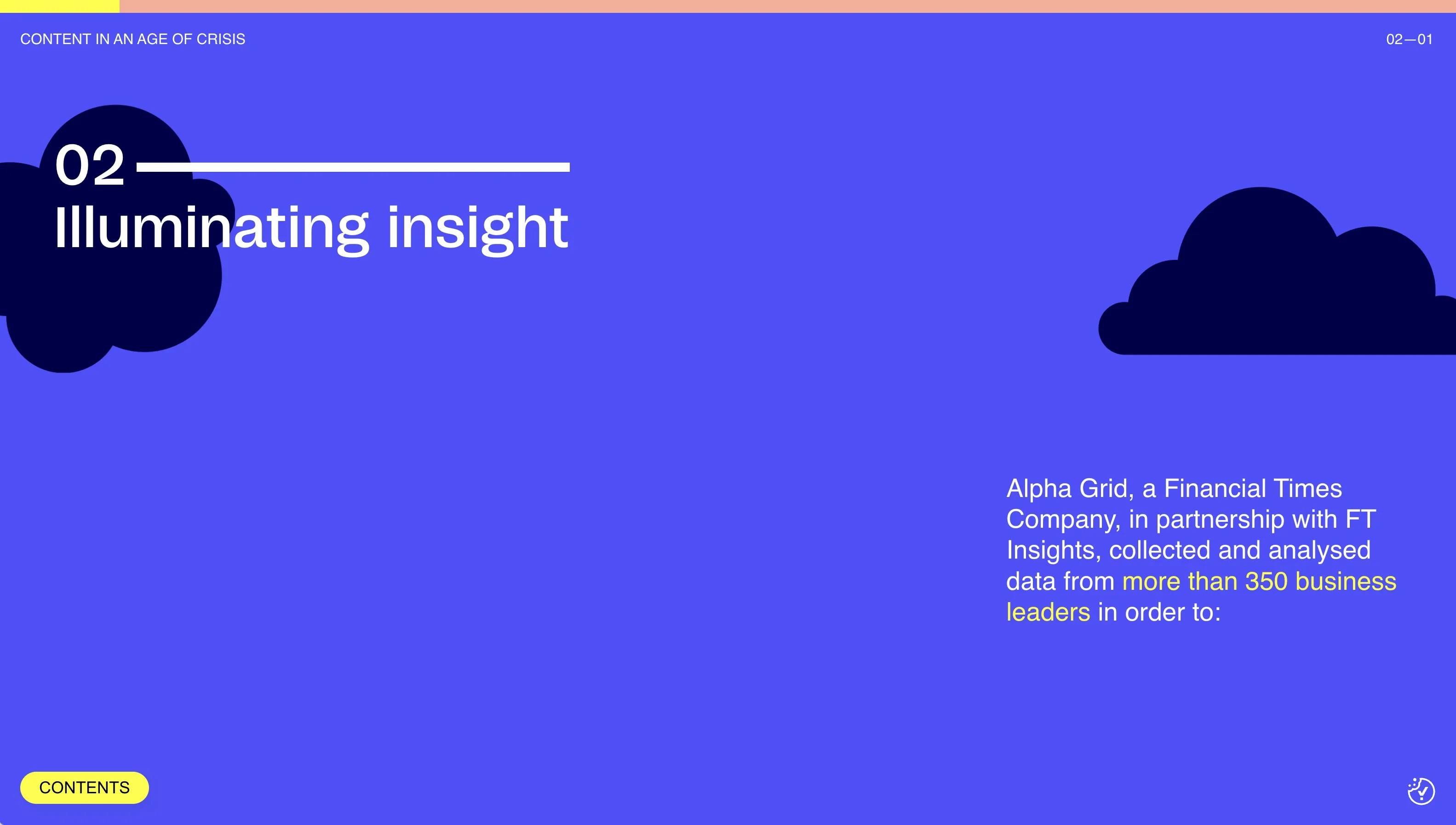A website frame with text and floating clouds