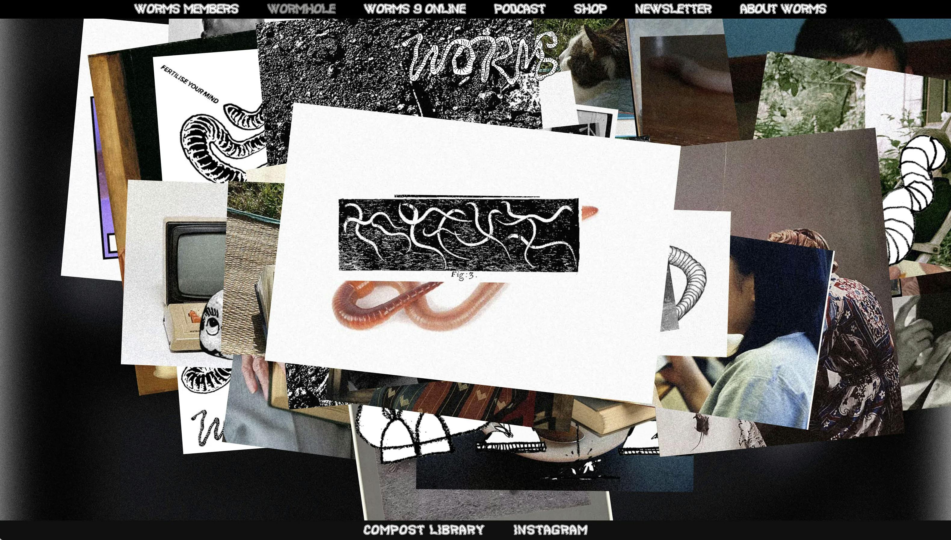 A landing page with a collage of images